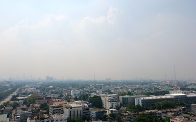 Naklejka premium The weather is full of air pollution in the urban areas of the Thai capital.