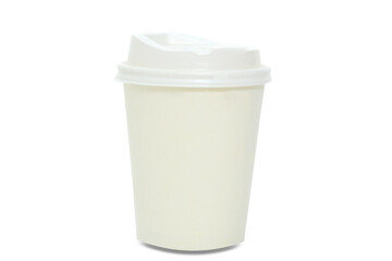 plastic cup of milk isolated