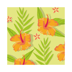 Fototapeta na wymiar orange flowers plants tropical pattern background