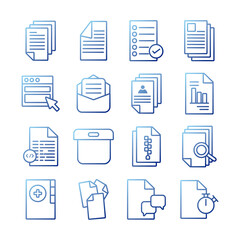 bundle of documents files office icons