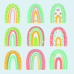 rainbow set hand drawn colorful illustration