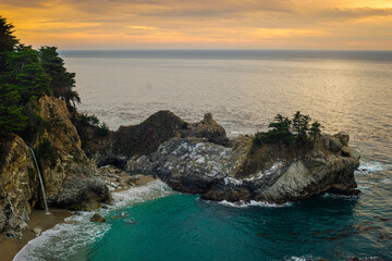 McWay Falls at sunset in Julia Pfeiffer Burns State Park, in Big Sur, California