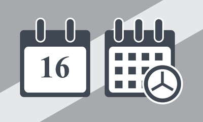 16 days event web icon, calendar icon.Calendar vector icon. Date and day, month.