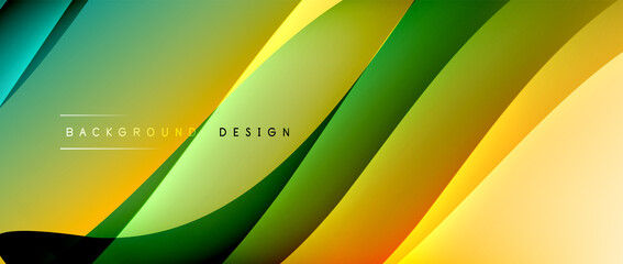 Fluid gradient waves with shadow lines and glowing light effect, modern flowing motion abstract background for cover, placards, poster, banner or flyer