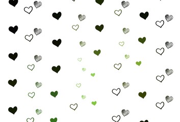 Light Green vector pattern with colorful hearts.