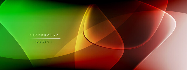 Vector abstract background - liquid bubble shapes on fluid gradient with shadows and light effects. Shiny design template for text