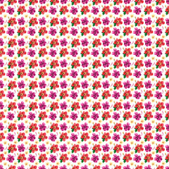 Red Hibiscus Floral digital Seamless pattern on white background. Summer tropical fabric and textile design. Hand drawn illustration