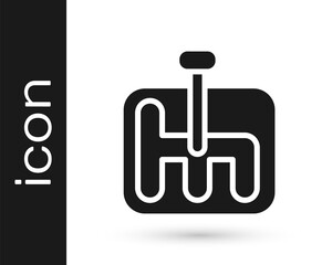 Grey Gear shifter icon isolated on white background. Transmission icon. Vector Illustration.