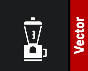White Electric coffee grinder icon isolated on black background. Vector Illustration.