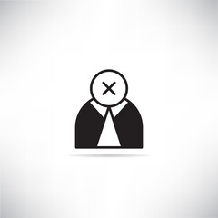 businessman with wrong mark icon vector illustration on white background