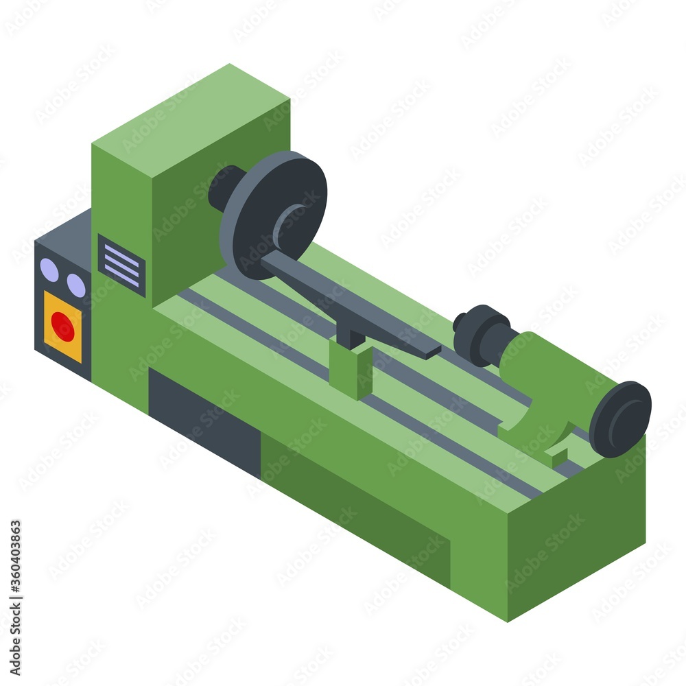 Poster lathe icon. isometric of lathe vector icon for web design isolated on white background
