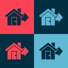 Pop art Sale house icon isolated on color background. Buy house concept. Home loan concept, rent, buying a property. Vector Illustration.