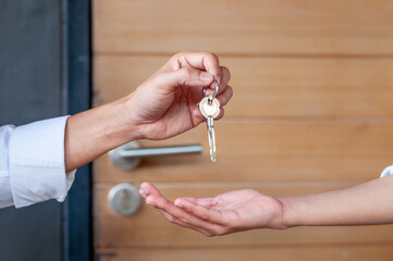 Selling house or selling home , rent house and buy ideas. Home buyers are taking home keys from...