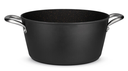 New black saucepan isolated on white background
