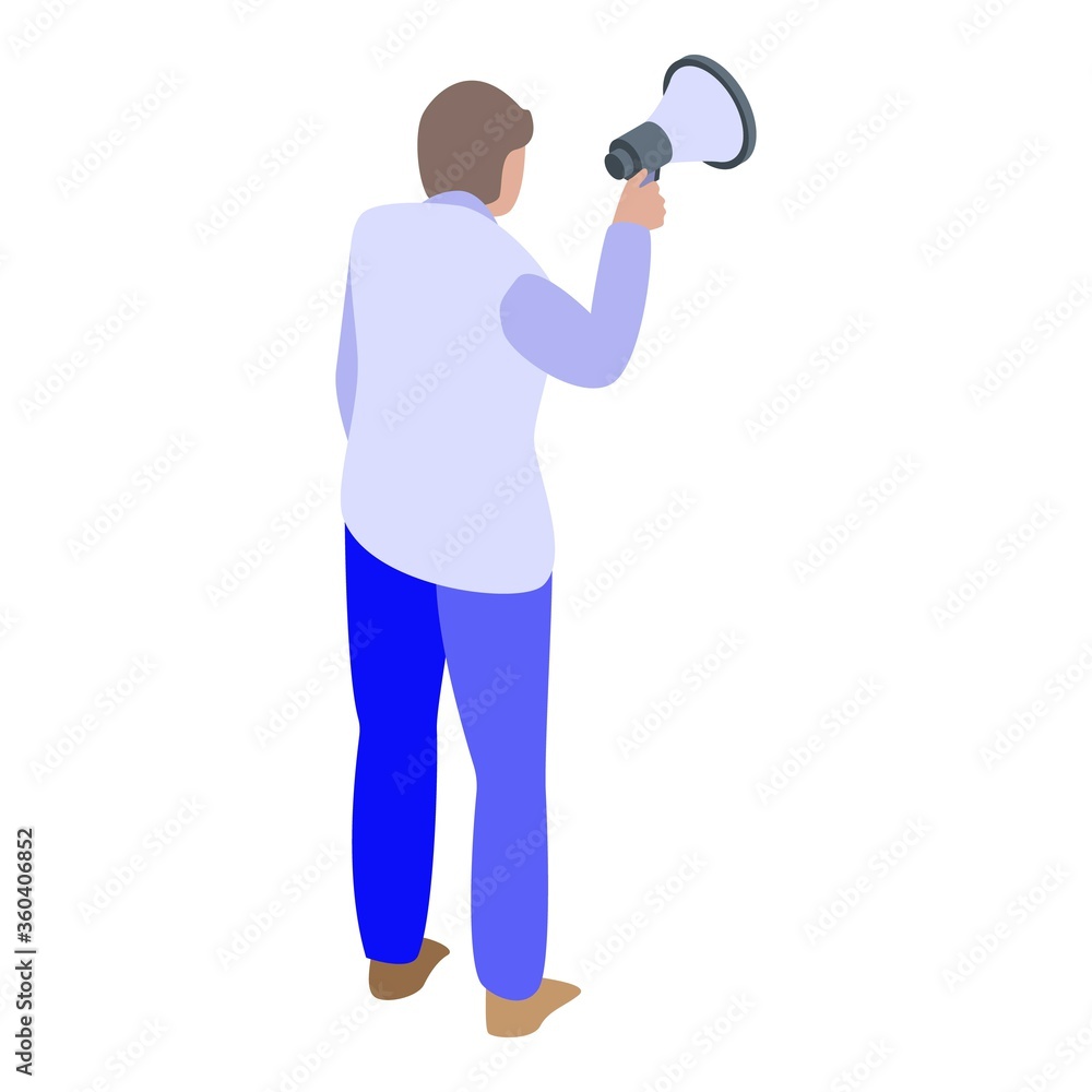 Poster purchasing manager megaphone icon. isometric of purchasing manager megaphone vector icon for web des