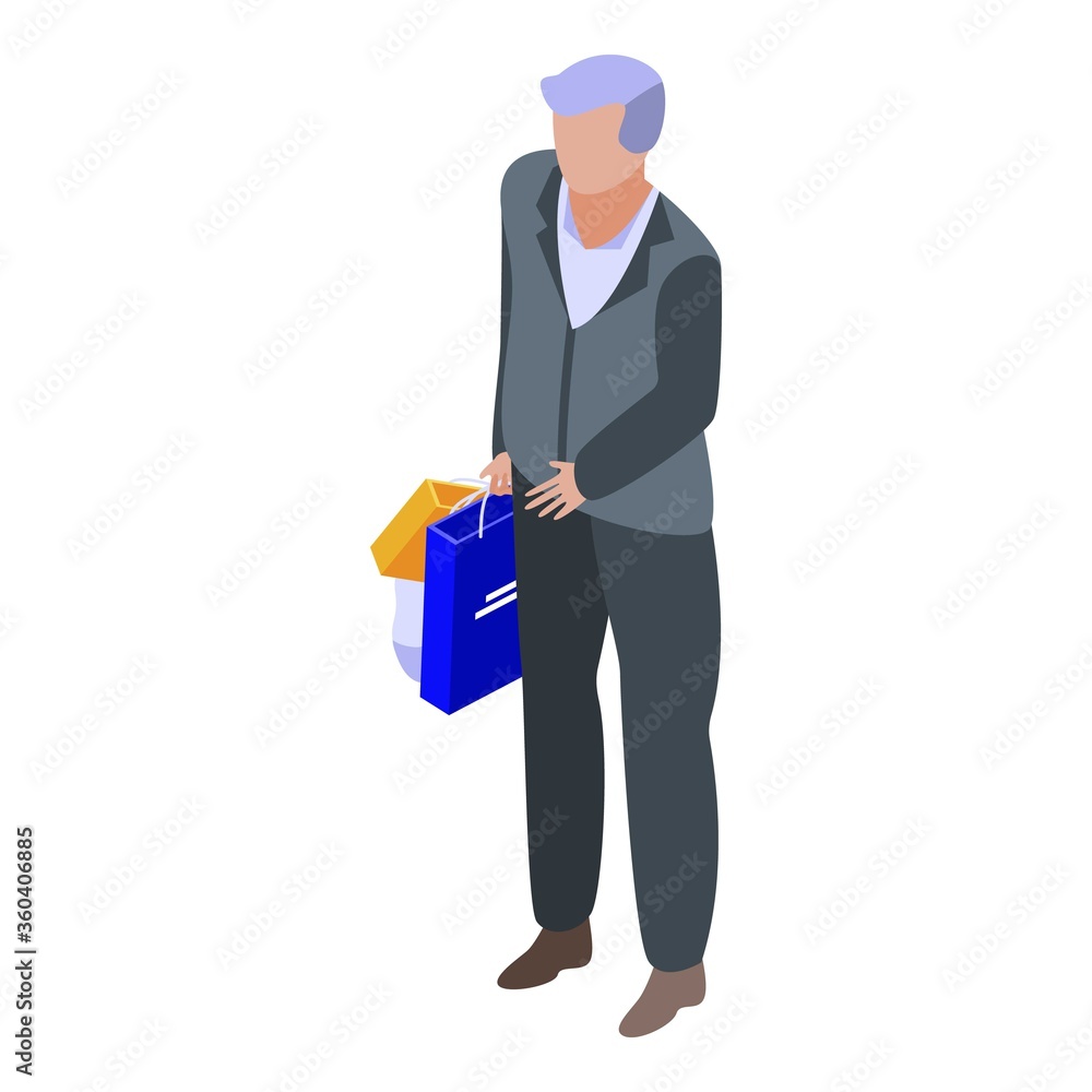 Poster purchasing manager shopping icon. isometric of purchasing manager shopping vector icon for web desig