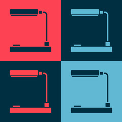Pop art Table lamp icon isolated on color background. Table office lamp. Vector Illustration.