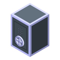 Metal money safe icon. Isometric of metal money safe vector icon for web design isolated on white background
