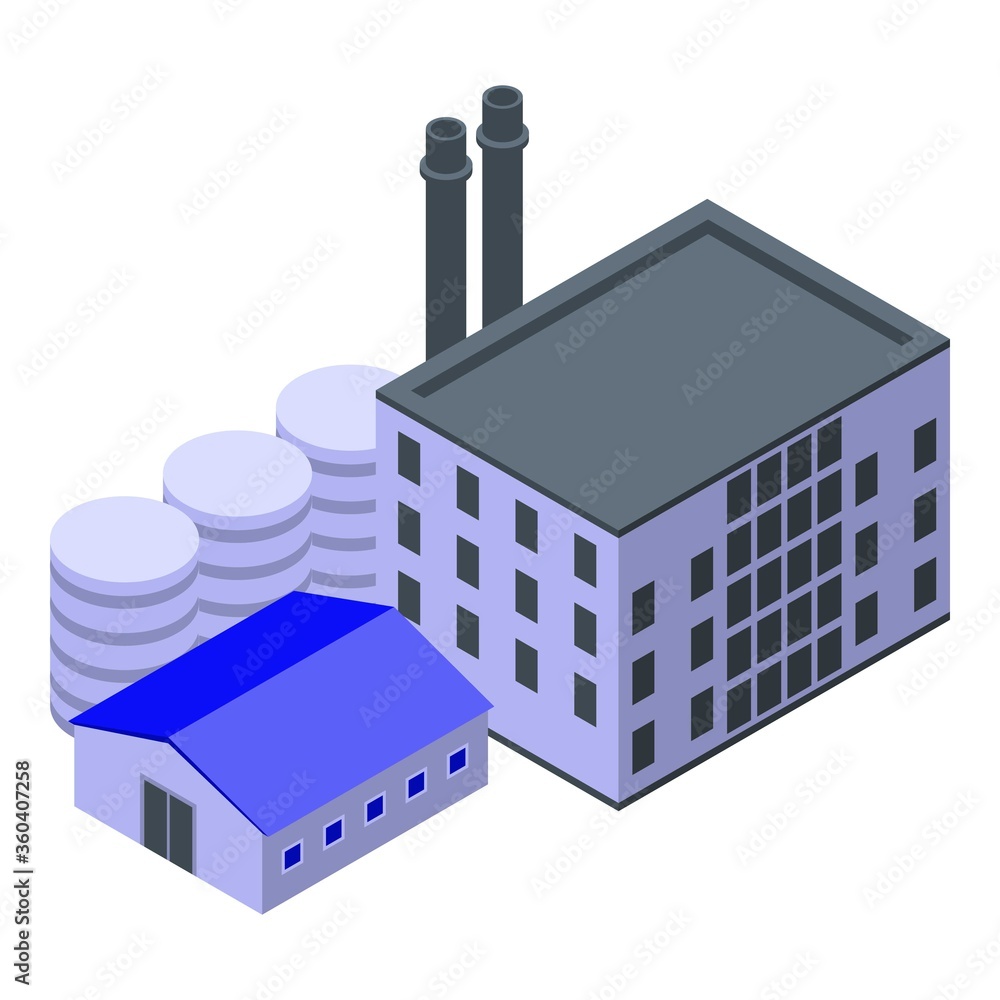 Poster recycle factory icon. isometric of recycle factory vector icon for web design isolated on white back