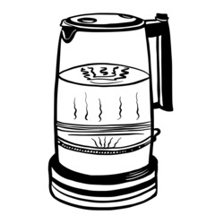 Electrical glass kettle hand drawn vector illustration on white background