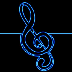 Continuous line drawing Treble clef neon concept
