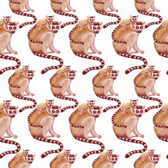 lemur with cub pattern watercolor silhouette tropical animals isolate object white background primacy