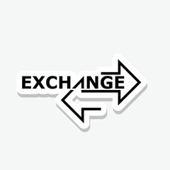 Currency exchange sticker icon isolated on gray background