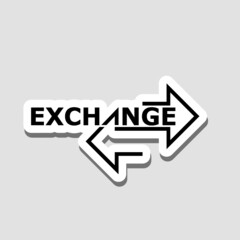 Currency exchange sticker icon isolated on gray background