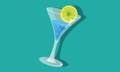 Mojito flat icon isolated on blue background. Simple Mojito sign symbol in flat style. Cocktail Vector illustration for web and mobile design.