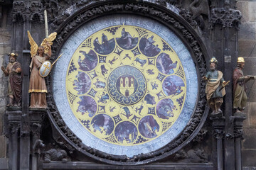 Medieval astronomical clock on the old town square in Prague
