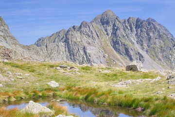 Fototapeta premium Benasque, Huesca/Spain; Aug. 24, 2017. The Posets-Maladeta Natural Park is a Spanish protected natural space.