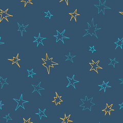 Hand drawn stars doodle Seamless pattern. Vector  illustration design.
