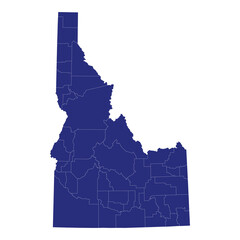 High Quality map of Idaho is a state of United States of America with borders of the counties