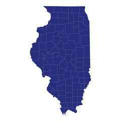 Fototapeta premium High Quality map of Illinois is a state of United States of America with borders of the counties