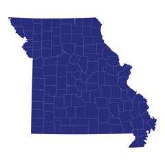 High Quality map of Missouri is a state of United States of America with borders of the counties