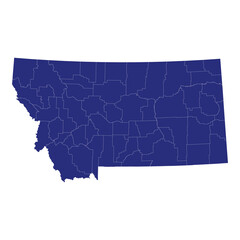 High Quality map of Montana is a state of United States of America with borders of the counties
