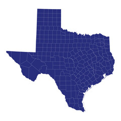 High Quality map of Texas is a state of United States of America with borders of the counties