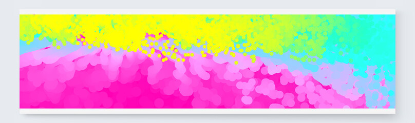 Background with colorful spots and sprays. Rainbow paint splash. Banner made of bright stains. Vector.