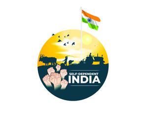 vector illustration for self dependent India with Hindi text atma nirbhar bharat means  self dependent India