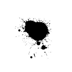 Black drop isolated on white background. Grunge splash texture. Vector illustration.