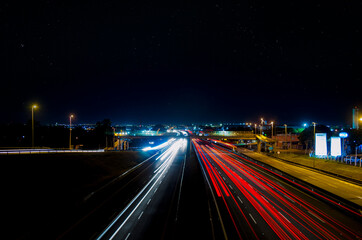 traffic on highway at night