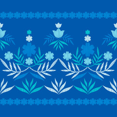 Fototapeta na wymiar Seamless background with decorative flowers. Design with manual hatching. Ethnic boho ornament. Textile. Vector illustration for web design or print.