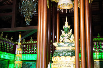 Chiang Rai, THAILAND - June 2, 2020, Wat Phra Kaew, famous emerald buddha statue 