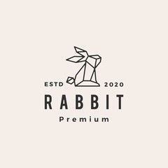 geometric rabbit hare bunny hipster vintage logo vector icon illustration