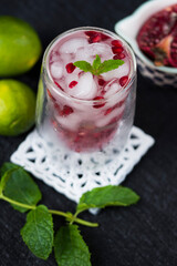 Pomegranate cocktail. Summer light alcoholic drink.