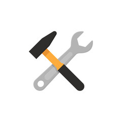 Hammer and wrench flat, work tools icon, vector illustration isolated on white background