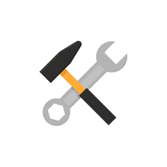 Hammer and wrench flat, work tools icon, vector illustration isolated on white background