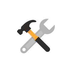 Hammer and wrench flat, work tools icon, vector illustration isolated on white background