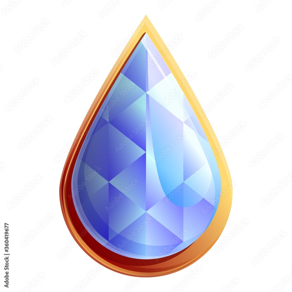 Poster drop form gemstone icon. cartoon of drop form gemstone vector icon for web design isolated on white 