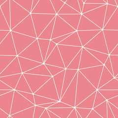 Geometric print. White pattern on pink seamless background